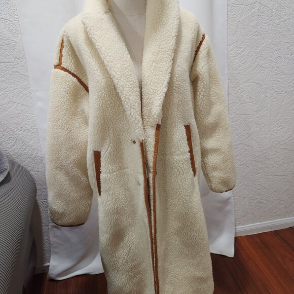 Madewell Sherpa Estate Cream and brown coat - Picture 3 of 5